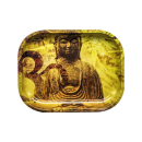 Rolling Tray Metal - Buddha Hemp Leaf (18cm x 14cm)