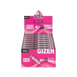 GIZEH KingSize Slim +ActiveFilter - Pink (16 x 34Stk +16AF)