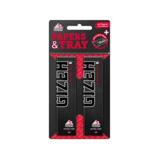 GIZEH KingSize Slim Blisterkarte +Rustschale - Black (2 x 25Stk)