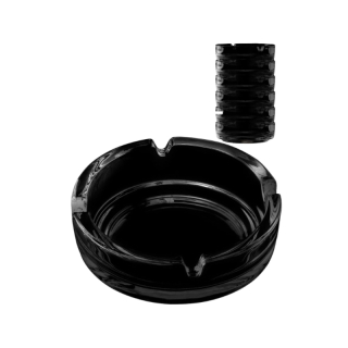 NP0809 Aschenbecher Glas 10.5cm - Schwarz (1 x 6Stk)
