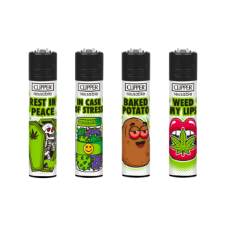 Clipper Feuerzeug Softflame - Weed Slogan 12D (1 x 48Stk)