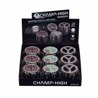 ChampHigh Grinder Alu 50mm - 4Parts Dripping Peace&Love Paint (1 x 9Stk)