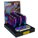 Clipper Feuerzeug Jetflame Blue Metal Icy - Rainbow (1 x...