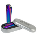 Clipper Feuerzeug Jetflame Blue Metal Icy - Rainbow (1 x...