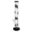 Glas Bong - Hemp Leaf Black - 42cm - schwarz