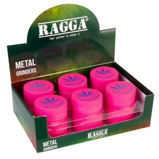 Grinder Alu Pink Hemp Leaf - 40mm - 3 Layers - Display (12 Stk.)