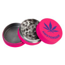Grinder Alu Pink Hemp Leaf - 40mm - 3 Layers - Display (12 Stk.)