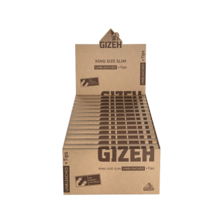 GIZEH KingSize Slim +Tips - Unbleached (26 x 34Stk)
