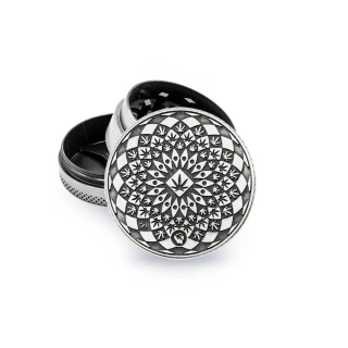 FireFlow - Metal Grinder 4cm 3P - Silver - Leaf Pattern  (1 Stk.)