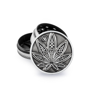 FireFlow Grinder Metal 40mm - 3Parts Silver Neon Leaves 3/4 (1 Stk)