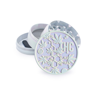 FireFlow Grinder Metal 50mm - 4Parts Icy Pearl THC Molecule (1 Stk)