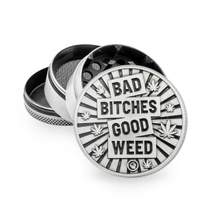 FireFlow Grinder Metal 50mm - 4Parts Silver Bad Bitches Good Weed (1 Stk)