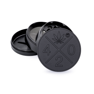 FireFlow Grinder Metal 60mm - 4Parts Black 420 Logo (1 Stk)