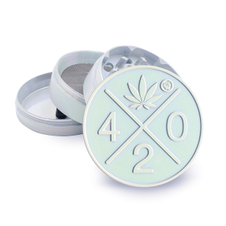FireFlow - Metal Grinder 6cm 4P - Icy Pearl - 420 Logo (1 Stk.)
