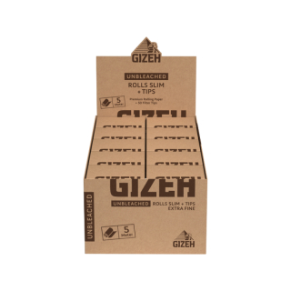 GIZEH Rolls Slim +Tips - Unbleached (20 x 5m + 50Stk)