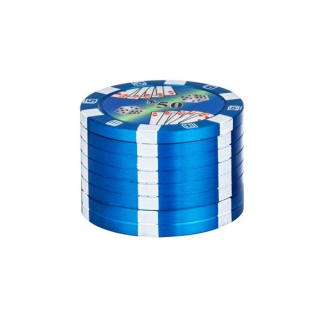 Alu Grinder 3-teilig 40mm Poker Chips Blau