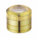 Grinder Gold mit Lupe 4-teilig 50mm
